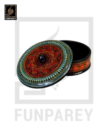 Wooden Candy Bowl 6" with Nakshi Art Flat Surface Red
