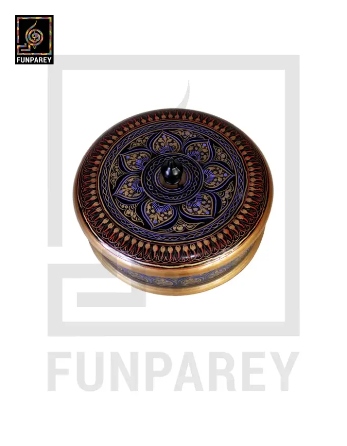 Wooden Candy Bowl 6" with Nakshi Art Flat Surface Violet - Image 2
