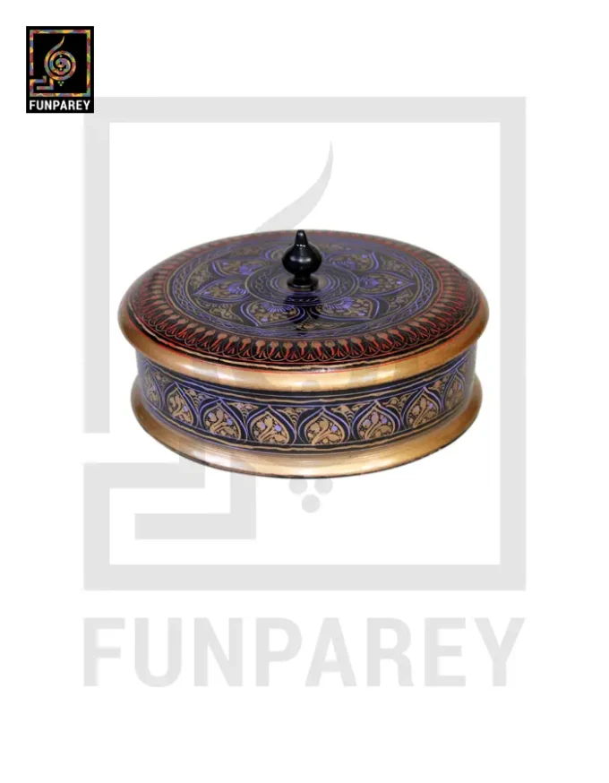 Wooden Candy Bowl 6" with Nakshi Art Flat Surface Violet - Image 6