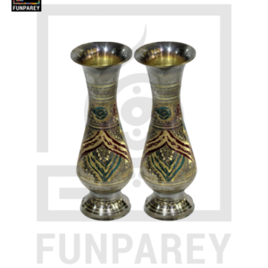Handmade 10" Brass Vase Pair 'Jazzed Prismatic'