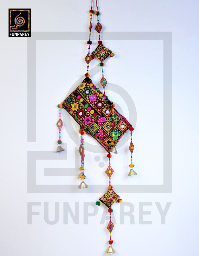 Handmade Antique Embroidered Cushion Door Chime Set (Large and Small Pair)