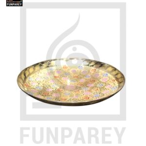 Handmade 12" Brass Fancy Saucer with Multicolor Motif