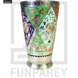 Brass Glass with Colorful Insized Design 5"