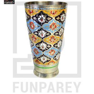 Brass Glass with Colorful Insized Design 6"