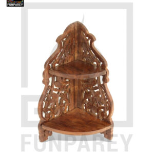 Hand Carved Wooden Corner Rack Large