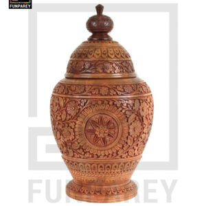 Hand Carved Wooden Jar 19"