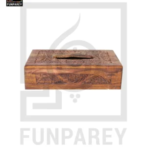 Hand Carved Wooden Tissue Box