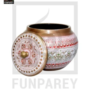 Wooden Cauldron Nakshi Candy Jar - Quba White
