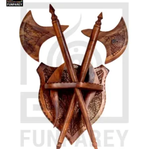 Crossed Axes Wooden Wall Hanging