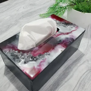Epoxy Resin Tissue Box - Red & White