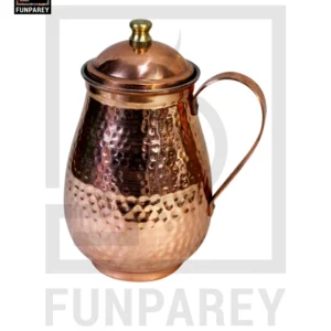 Galvanized Copper Jug With Hammered Design 9″