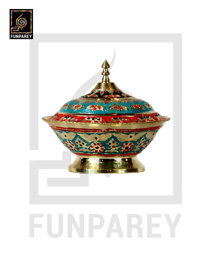 Handmade Decorative Brass Bowl with Lid