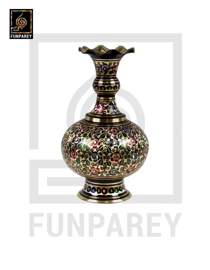 Handmade Long Throat Brass Vase 13″