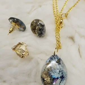 Resin Jewellery Set - Glaxial Pendant & Earrings
