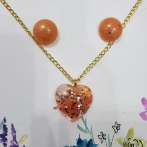 Resin Jewellery Set - Pendant & Earrings - Orange