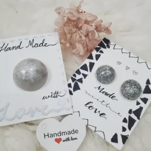 Resin Jewellery Set - Ring & Earrings - Silver Flakes