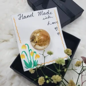 Round Resin Ring With Golden Flakes